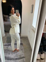 Load image into Gallery viewer, Chunky Knitted Ribbed Polo High Neck Top Leggings Loungewear Set
