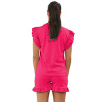 Load image into Gallery viewer, Frill Peplum Sleeve Top &amp; Short 2 Piece Tracksuit Set
