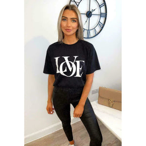 Oversized “Love” Print Short Sleeves T-Shirt