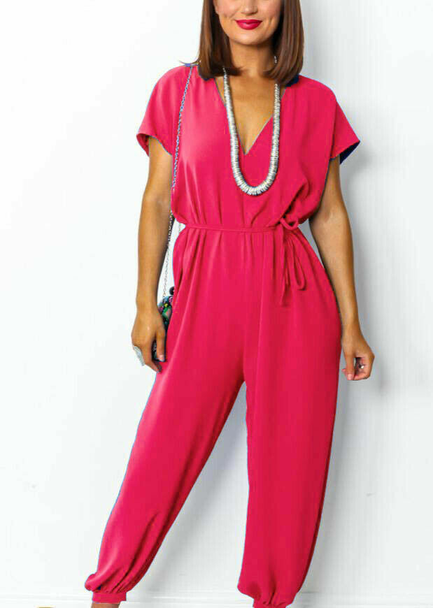 V-Neck Tie Up Jumpsuit