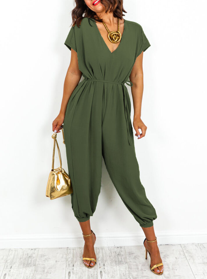 V-Neck Tie Up Jumpsuit
