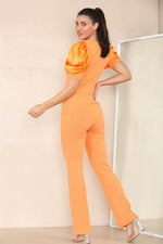 Load image into Gallery viewer, Silky Satin Puff Sleeves Ribbed Lounge Set
