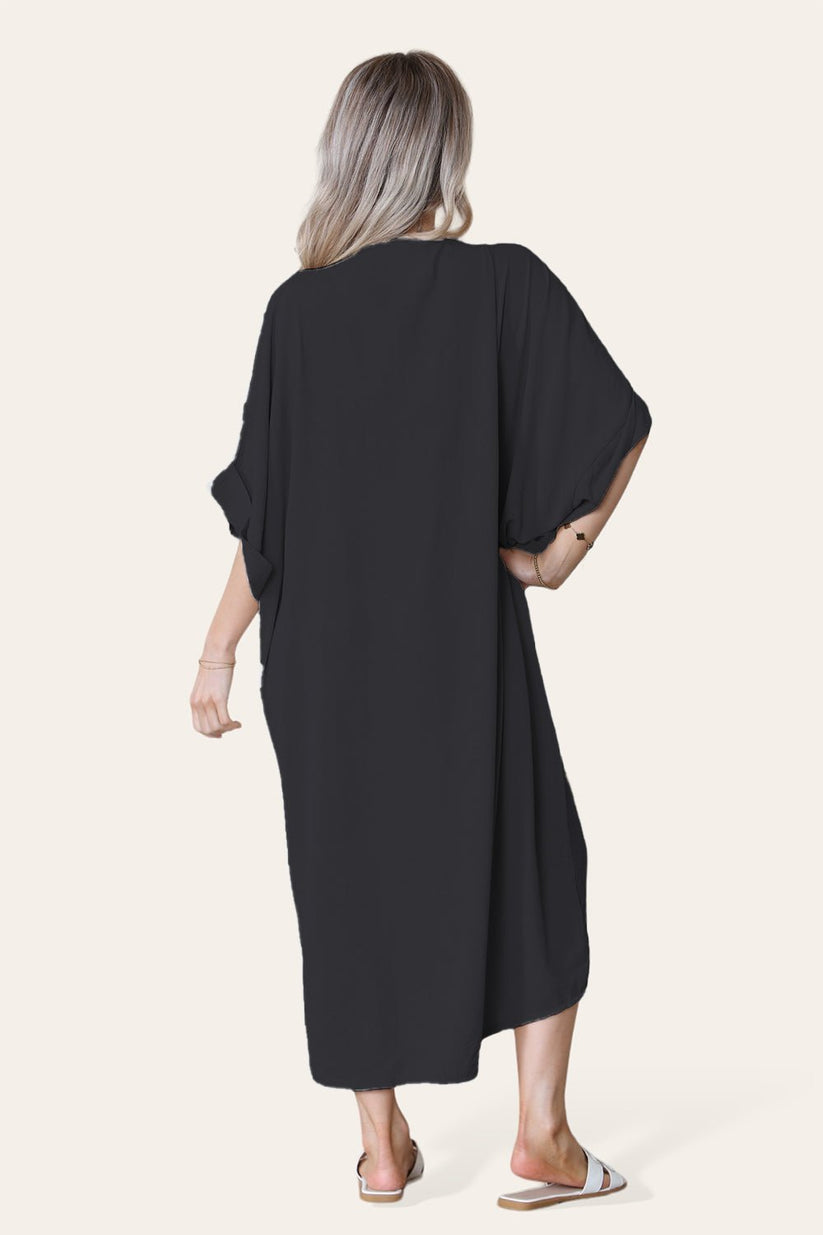 Tie Knotted Twisted Front Oversized Longline Midi Dress