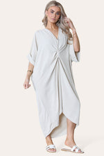Load image into Gallery viewer, Tie Knotted Twisted Front Oversized Longline Midi Dress

