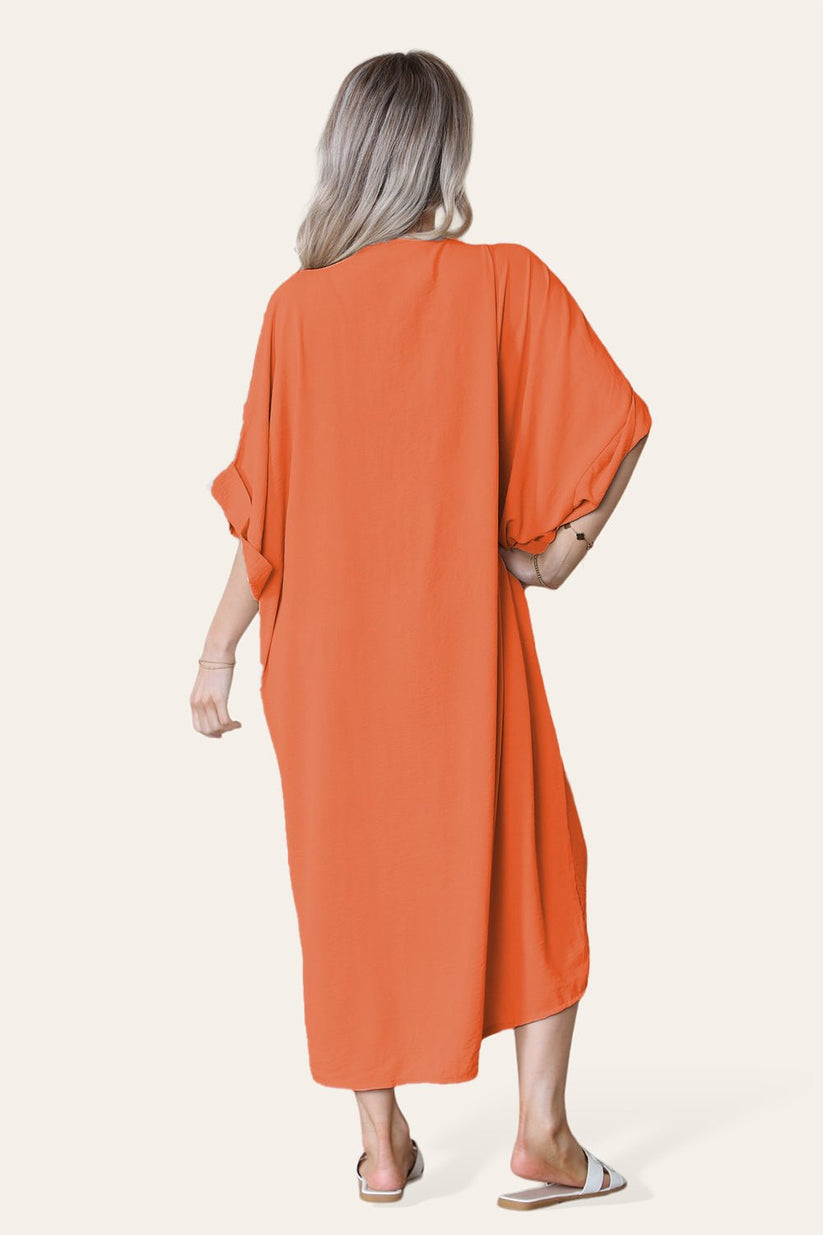 Tie Knotted Twisted Front Oversized Longline Midi Dress