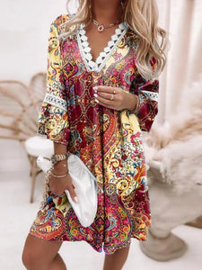 Lace Panelled Bohemian Dress