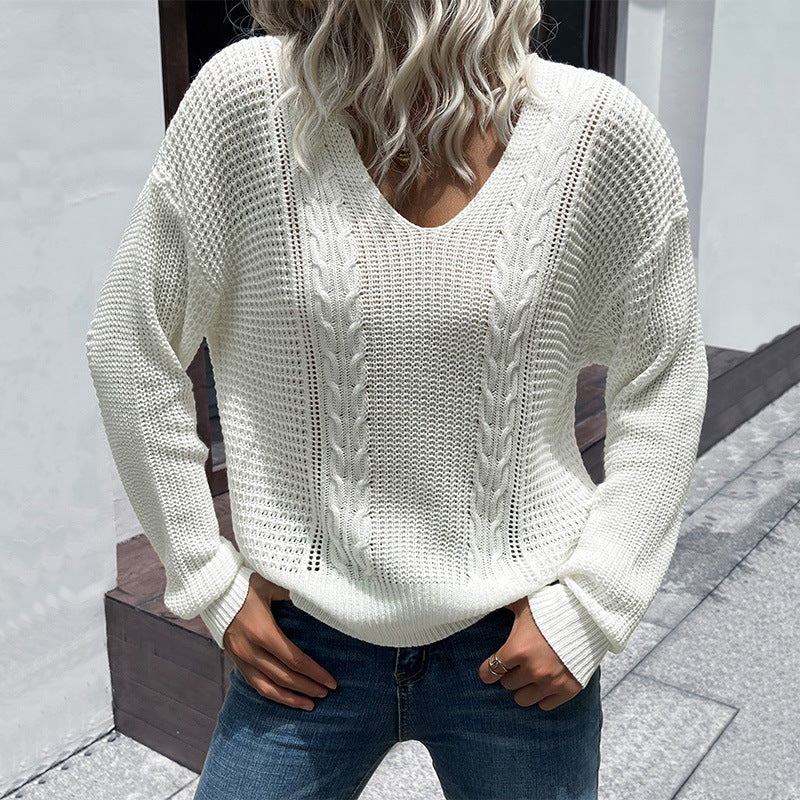V-Neck Twist Sweater