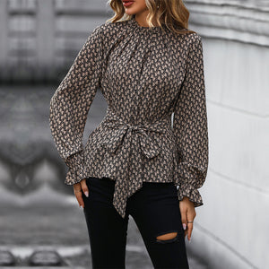 Printed Bow Front Top