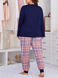 Curve Plaid Trousers Pyjamas Set