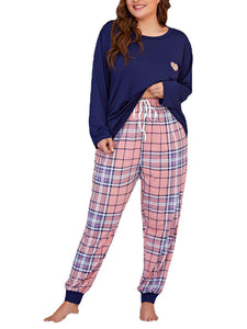 Curve Plaid Trousers Pyjamas Set