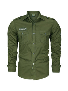 Military Style Badge Button-up Shirt