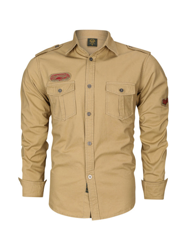 Military Style Badge Button-up Shirt