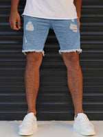 Load image into Gallery viewer, Men&#39;s Ripped Denim Shorts
