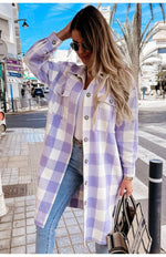 Load image into Gallery viewer, Long Plaid Shirt Jacket
