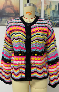 Loose Rainbow Knitted Cardigan
