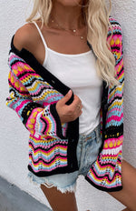 Load image into Gallery viewer, Loose Rainbow Knitted Cardigan
