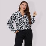 Load image into Gallery viewer, Curve Leopard Print Button Down Blouse
