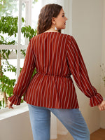 Load image into Gallery viewer, Curve Wrap Ruffle Long Sleeve Top
