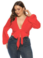 Load image into Gallery viewer, Plus Size Balloon Sleeve Crop Top
