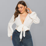 Load image into Gallery viewer, Plus Size Balloon Sleeve Crop Top
