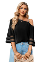 Load image into Gallery viewer, Metal Buckle One-Shoulder Blouse
