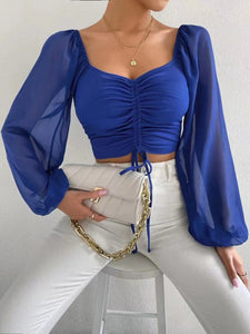 Petite Puff Blouse With Ruched Front