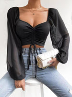 Load image into Gallery viewer, Petite Puff Blouse With Ruched Front
