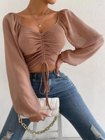 Load image into Gallery viewer, Petite Puff Blouse With Ruched Front
