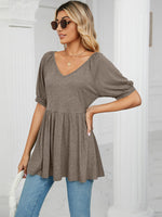 Load image into Gallery viewer, Plain Bubble Short-sleeved Tunic Top
