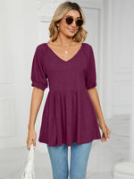 Load image into Gallery viewer, Plain Bubble Short-sleeved Tunic Top
