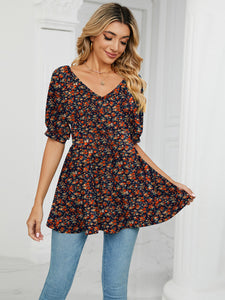 Bubble Short-sleeved Tunic Top