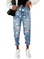 Load image into Gallery viewer, Star Pattern Ripped Jeans
