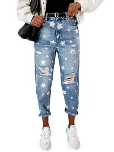 Star Pattern Ripped Jeans