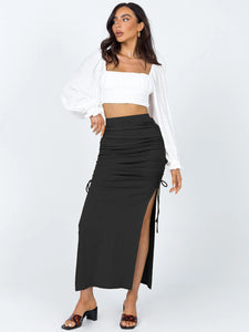 Ruched Mid-Skirt