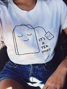 Graphic Tea Bag Smiling Face T-shirt Top