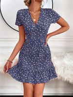 Load image into Gallery viewer, V Neck Short Sleeve Printed Dress
