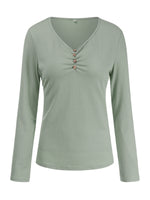 Load image into Gallery viewer, Ribbed Long-sleeved Henley Top
