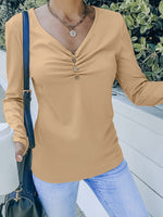 Load image into Gallery viewer, Ribbed Long-sleeved Henley Top
