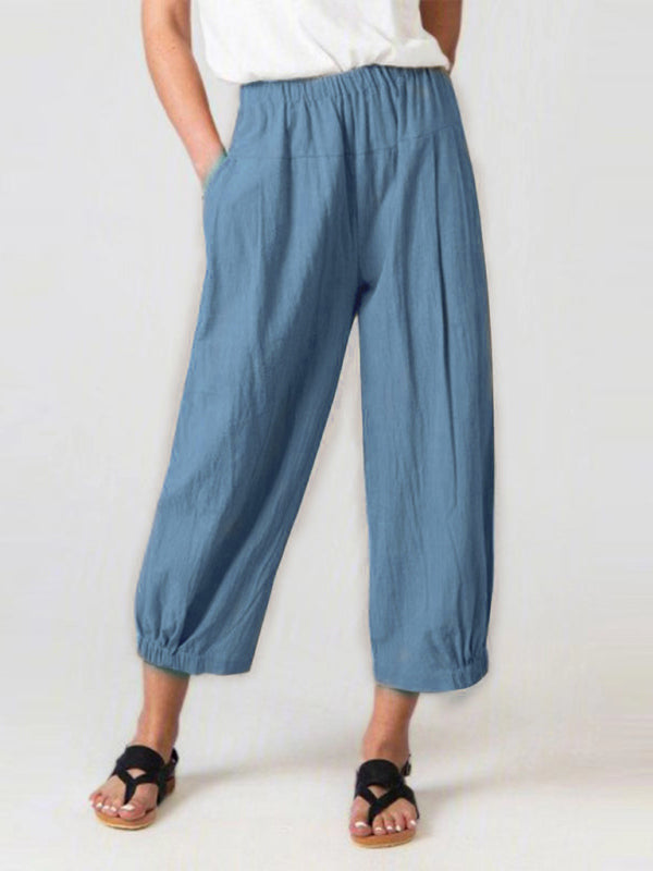 Cropped Wide-leg Linen Pants