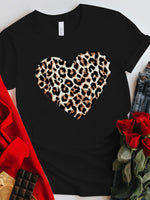 Load image into Gallery viewer, Leopard Heart Graphic Print Tee
