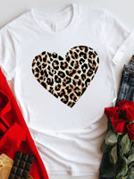 Load image into Gallery viewer, Leopard Heart Graphic Print Tee
