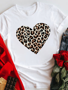 Leopard Heart Graphic Print Tee