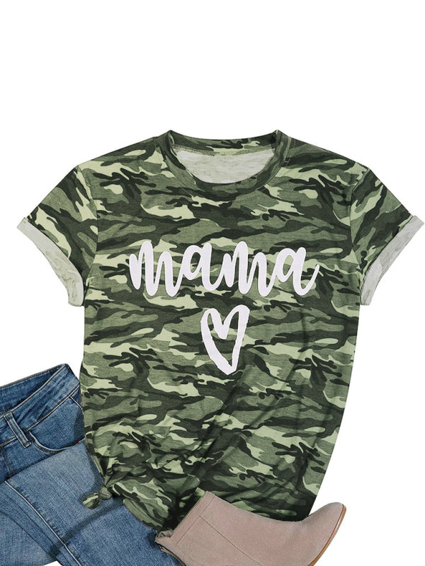 Mama Print Camouflage Pullover T-shirt