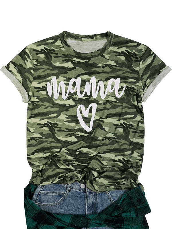 Mama Print Camouflage Pullover T-shirt