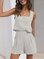 Load image into Gallery viewer, Sleeveless Square Neck Top + Shorts Two-Piece Set
