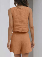 Load image into Gallery viewer, Sleeveless Square Neck Top + Shorts Two-Piece Set
