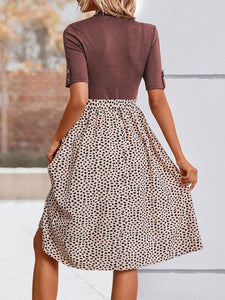Half High Neck Leopard Print Dress