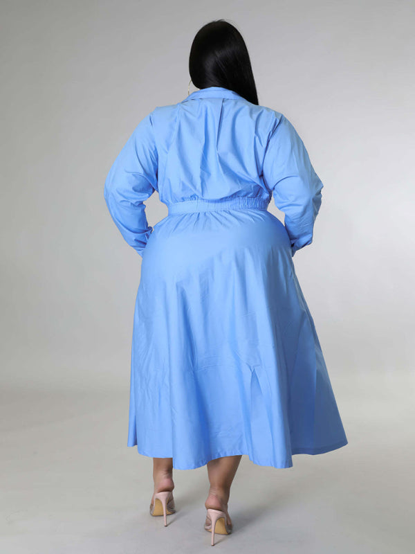Curve Long-sleeved Shirt Dress