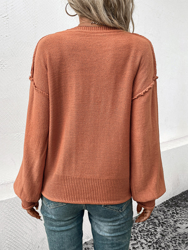 Long Sleeve Solid Colour Sweater