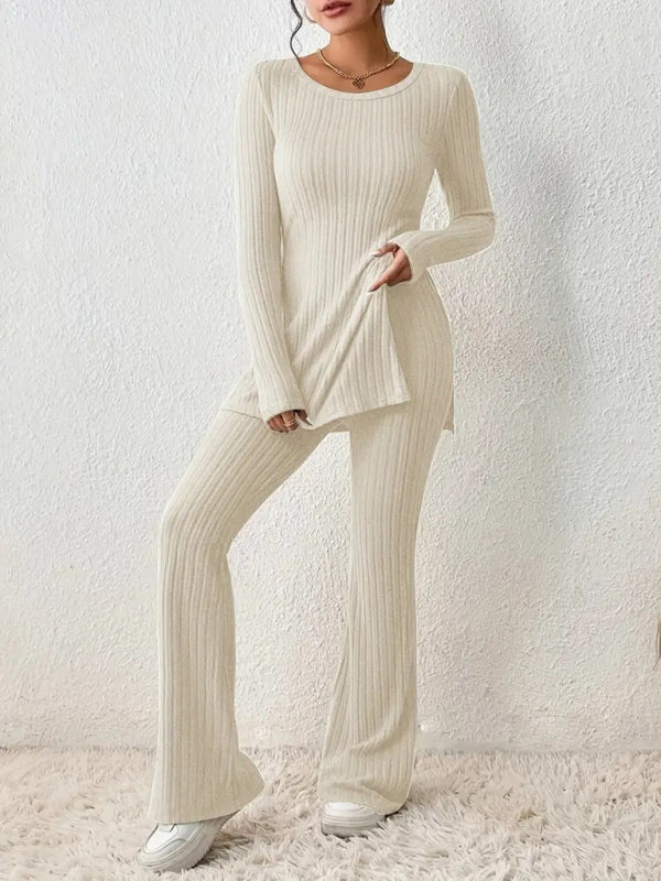 Slim Side Slit Knitted Two-Piece Set